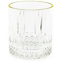 Almina Glas Elisa 6 Tlg. Set mit Goldumrandung und Riffle Design 330 ml, 6-tlg.
