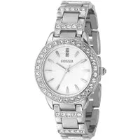 Fossil Quarzuhr JESSE ES2362, Armbanduhr, Damenuhr, Glassteine, analog, Edelstahlarmband