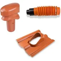 Klöber Dachdurchführung Dachentlüfterset Rot kurz DN 110 Grundplatte Frankfurter Pfanne, PVC