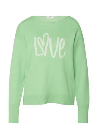 s.Oliver Red Label - Strickpullover mit Love-Schriftzug grün - Gr. - 34