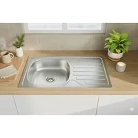 Faizee Möbel Edelstahlspüle Edelstahl-Einbauspüle Küchenspüle inkl. Zubehör-Set 76x44 cm, Eckig, 76/44 cm