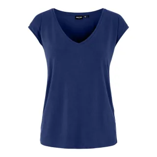 Pieces - "Pckamala" T-Shirt für Damen, V-Ausschnitt, Jerseyware (Blau)