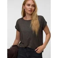 Vero Moda Rundhalsshirt VMLAVA PLAIN SS TOP LUREX STRIPE Viskosemischung, loose fit