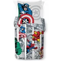 MARVEL Kinderbettwäsche Marvel Comics Bettbezug-Set 135x200 cm + Kissenbezug 80x80 cm, Washed Cotton, 2 teilig, 100 % Baumwolle, maschinenwaschbar, wendbar