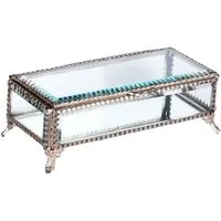 Marrakesch Orient & Mediterran Interior Schmuckkasten Orientalische Glasbox Arafat aus Glas in Durchsichtig-Silber 19 cm (1 St), Glasdeckel