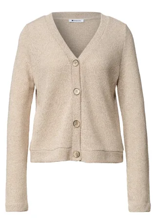 Street One - Strickjacke mit V-Ausschnitt beige - Gr. - 34