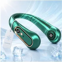HS.SUPPLY Mini USB-Ventilator Miniventilator, Nackenventilator, Halsventilator, Körperventilator, LED-Display, beidseitiger Luftauslass