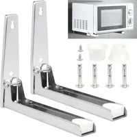 Toomoke Mikrowellen-Wandhalterung Ausziehbar 23-40cm Tragkraft Universal Mikrowellenhalterung, (Mikrowellenhalterung für Wandmontage Längen, Silberfarben, Edelstahl für Backofen, Grill)