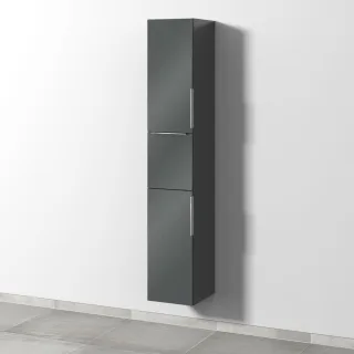 Sanipa 3way Hochschrank mit 2 Türen und 1 Auszug, Anthrazit-Glanz UF10079