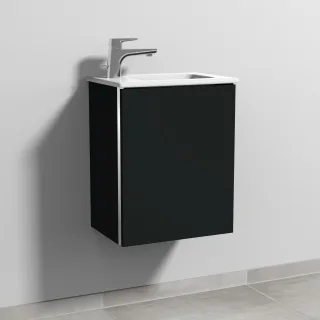 Sanipa 3way Waschtischunterbau zu Duravit ME by Starck Waschtisch mit 1 Tür, Vulkan-Matt BP7211V