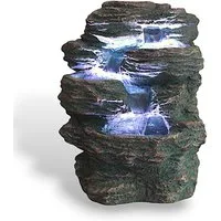 Arnusa Zimmerbrunnen Niagara Gartenbrunnen Gartendekoration Wasserfall mit LED Beleuchtung, (Komplett-Set), Springbrunnen für Indoor und Outdoor