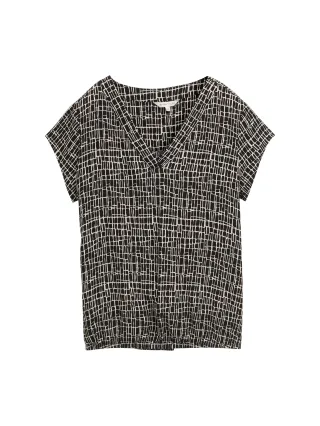 Tom Tailor - Bluse mit Muster abstract black grid design - Gr. - 36