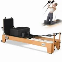 JASPORT Pilates-Reformer Hochwertige Holz-Reformer Serie für Pilates-Studios, (Komplettset mit 6 Federn, Sitzbox, Jumpboard und Fußschlaufen), Für Heimtraining und professionelle Studios geeignet