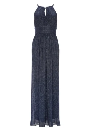 SWING - Plissiertes Jersey-Abendkleid mit Metallic-Fäden navy - Gr. - 40