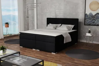 Boxspringbett Schlafzimmerbett FARUK 200x200cm Stoff Inari Schwarz