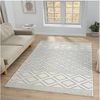 Vimoda Teppich galaxus Wohnzimmer Barbaren Design Hochtief Waschbar, in-/Outdoor, Rechteckig, Höhe: 10 mm, Rückenmaterial Baumwolle, Weich & robust modern Design Raute