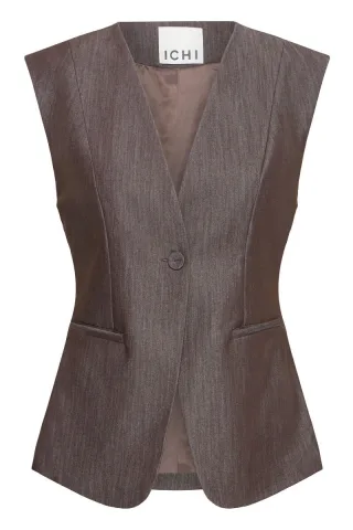 ICHI - Taillierte Business-Weste braun - Gr. - 34