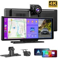 ESSGOO 4K 10.26'' Wireles Carplay Android Auto AutoRadio GPS Bluetooth 5.0 Navigationsgerät (64GB Rom TF Card WiFi,4K-Frontkamera/10.26" IPS Bildschirm(1600*600)