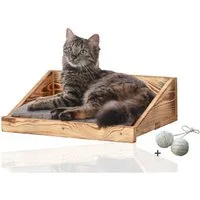 Rohrschneider Katzen-Kletterwand Katzen Kletterstufe mit Kissen Katzentreppe Wandelement Holz