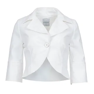 Elegante weiße cropped Jacke mit einzigartiger Knopfdetail