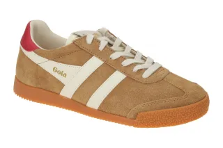 Gola CLB538TW ELAN Damen Sneaker Braun Caramel/Offwhite/Deep Red - Velourlede...