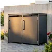 GARLIVO Mülltonnenbox Magnolie Mülltonnenbox 2er 240L - wetterfest und langlebig, Verschließbare Mülltonnenverkleidung -modernes Design als Sichtschutz