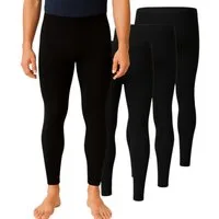 fashionshowcase Thermoleggings Herren 3er Pack gefütterte lange Unterhose Winter, Schwarz, elastisch (Set, 3er Pack) Elastischer Bund für angenehmen Sitz