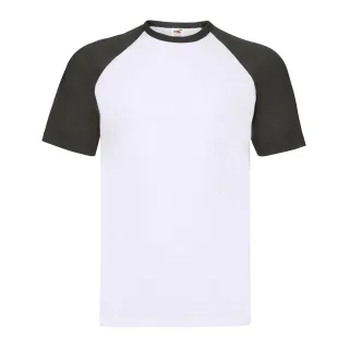Fruit of the Loom - T-Shirt für Herren/Damen Unisex - Baseball (Weiß/Schwarz)