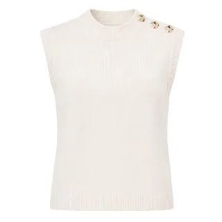 Ted Baker Rondher Tanktop Mit Rosenknopf, Elfenbeinfarben, Rundhalsausschnitt
