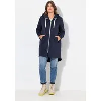 Laurasøn Sweatjacke Sweatjacke lang geschnitten Kapuze Langarm