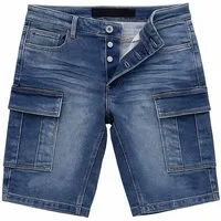 Egomaxx Jeansshorts Bequeme Cargo Bermuda mit Cargotaschen und Stretchfunktion Denim Cargo A&S