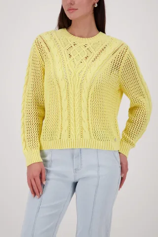 monari - Ajour-Strickpullover pastel yellow - Gr. - 42