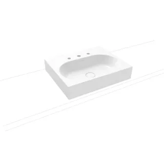 Kaldewei Centro Aufsatzwaschtisch 903006033001 3057, 60x50x12cm, Perl-Effekt, weiß, 3 Hahnlöcher
