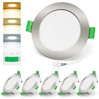 ALUSSO LED Einbaustrahler 6er-Set, Decken Leuchte, Flach Strahler für Bad, Wohnzimmer, 230V, 4W, 55-68 mm, Rund, Nickel