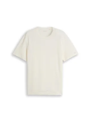 Tom Tailor - Piqué T-Shirt aus Baumwolle gardenia white - Gr. - XL