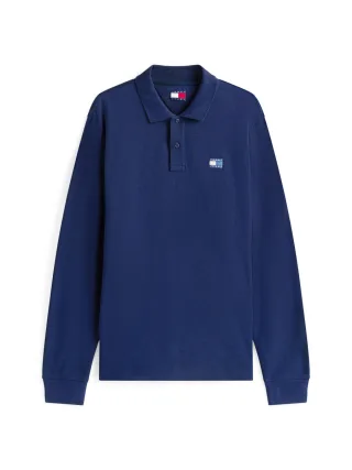 Tommy Jeans - Regular Fit Langarm-Poloshirt blau - Gr. - M