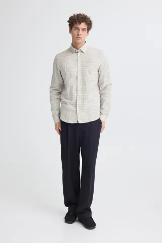 Casual Friday - CFHANSSON DOBBY CHECKED SHIRT glacier gray melange - Gr. - L