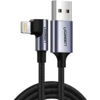 UGREEN 90 Grad 1M MFI 2,4A Ladekabel USB Kabel abgewinkelt Nylon geflochten USB-Kabel, (100 cm)