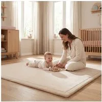 Sanosoft Kinderteppich Sanosoft samtweicher und kuscheliger Krabbelteppich Beige 100x150cm, Höhe: 30 mm, Öko-Tex 100