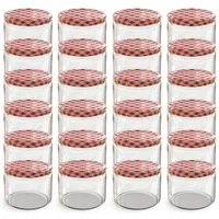 Oputec Einmachglas 24x 282 ml Einmachgläser mit Schraubdeckel TO 82 rot Marmeladengläser, Glas / Metall