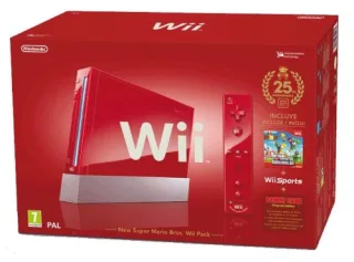 Nintendo Wii Jubiläums Pak [inkl. Wii Sports New Super Mario Bros. Wii Remote Plus Controller] red
