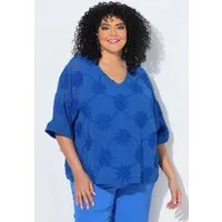 Ulla Popken Tunika Bluse doppellagig Blüten V-Ausschnitt 3/4-Arm