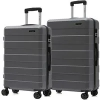 YONSLY Trolleyset Trolley Reisekoffer Hartschalen-Reiseset, 4 Rollen, (2-tlg., 2 tlg., L/XL), 360°-Rollen, Zahlenschloss, weicher Gummigriff