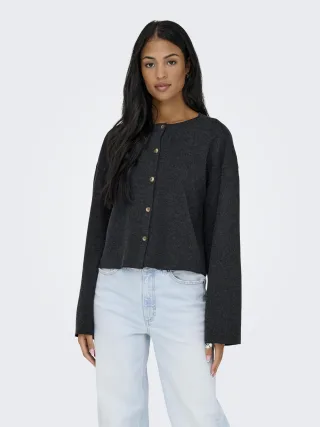 ONLY - ONLMATTY L/S LOOSE CARDIGAN CC SWT Dark Grey Melange - Gr. - L