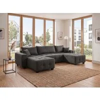 OTTO home Wohnlandschaft Bella U-Form, Breite 314 cm, Wonlandschaft, Schlaffunktion,Bonnelfederkern,Rückenkissen