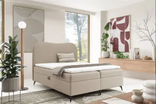 Boxspringbett Schlafzimmerbett BLAIR PREMIUM 200x200cm Stoff Now or Never Beige