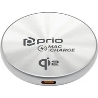 prio prio Magnetisches kabelloses Ladegerät MAG (USB C) silber Smartphone-Ladegerät (Kabelloses Ladegerät, 1-tlg)
