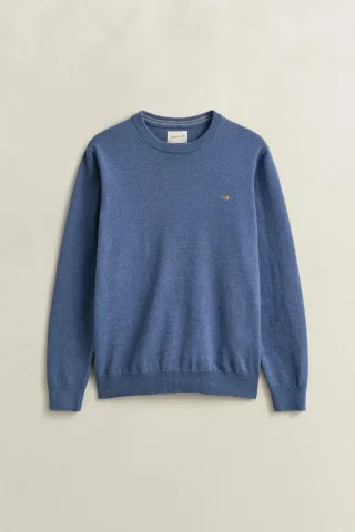 GANT - Rundhalspullover aus Baumwolle denim blue melange - Gr. - XL