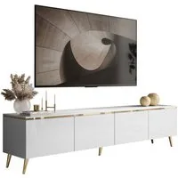 Lookway TV-Schrank CELINE GLOSS 200 auf goldenen Füßen mit LED-Beleuchtung