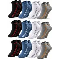 Chili Lifestyle Sneakersocken 12 Paar PREMIUM SPORT Kurzsocken aus Baumwolle für Damen & Herren (Multipack, 12-Paar, 4 Farbdesigns - Komfortbund ohne Gummidruck) Low Cut Sneaker Socken für Sport, Alltag & Freizeit